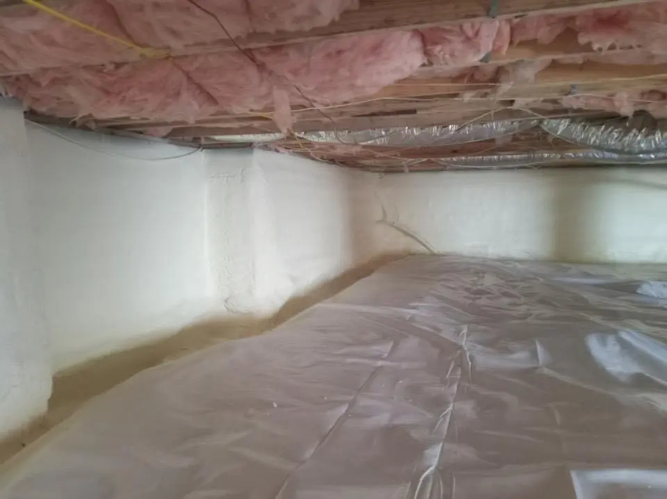 Crawl space encapsulation with closed-cell spray foam for Roof Leak Repair in Krum